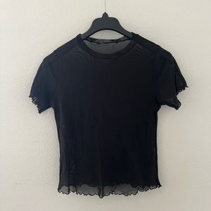 Black Fringe Mesh top